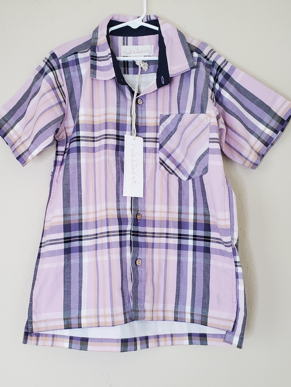 Well Dressed Wolf Kids button-down shirt plaid purple size 10 Western